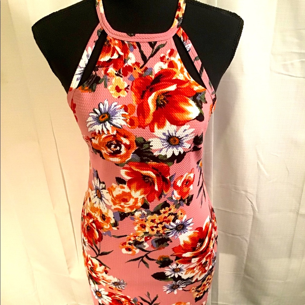 Pink Floral Dress-Size Large
